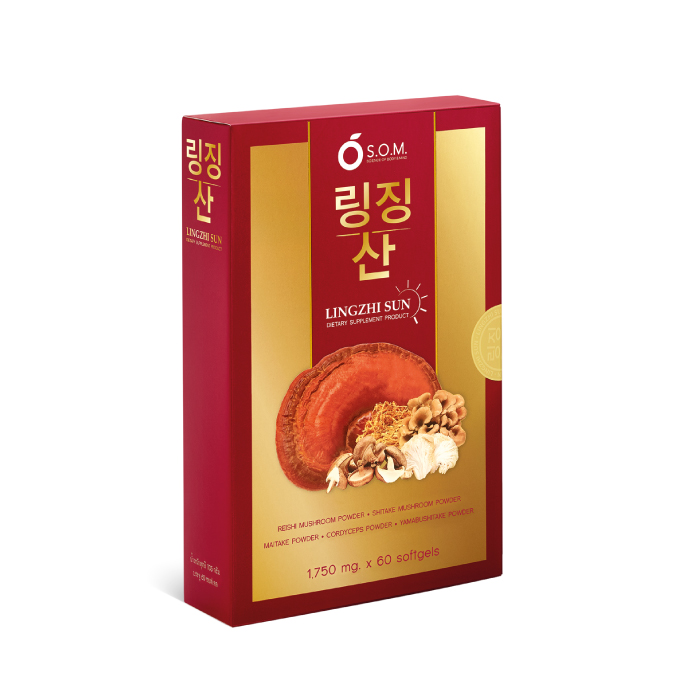 อาหารเสริมเห็ดหลินจือ เอส.โอ.เอ็ม หลินจือ ซัน ( S.O.M. LINGZHI SUN) สารสกัดจากเห็ดออแกนิก 5 ชนิด 
