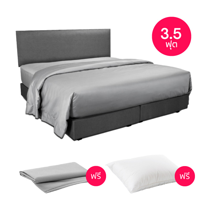 ผ้าปูที่นอน Sleep Happy ผ้าปูที่นอนรัดมุม 4 มุม ผ้าปูที่นอน 3.5 ฟุต (คอตตอน 100% 600 เส้นด้าย) (สีเทา)
