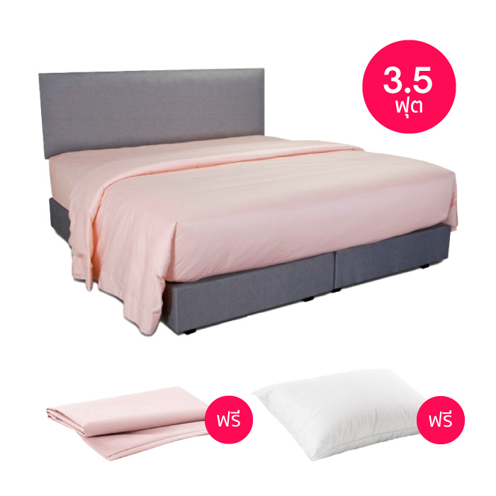 ผ้าปูที่นอน Sleep Happy ผ้าปูที่นอนรัดมุม 4 มุม ผ้าปูที่นอน 3.5 ฟุต (คอตตอน 100% 600 เส้นด้าย) (สีชมพู)