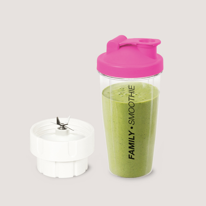 Family ชุดเครื่องปั่นสมูทตี้ แก้วปั่นน้ำผลไม้ แก้วปั่นพกพา (สีชมพู)