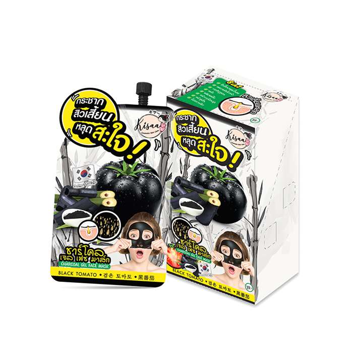 KISAA CHARCOAL GEL FACE MASK มาส์กมะเขือเทศดำ มาส์กลอกสิวเสี้ยน