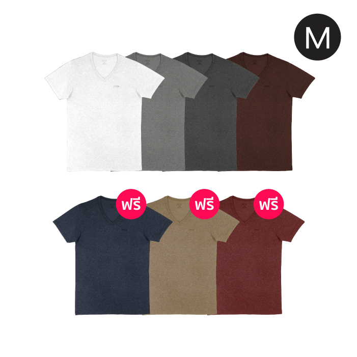 Arrow เสื้อยืด เสื้อยืดผู้ชาย เสื้อยืดสีพื้น เสื้อคอวี เสื้อยืดคอวี ผ้านิ่ม ใส่สบาย ใส่ทน ไม่ยืดไม่ย้วย (ไซส์ M)
