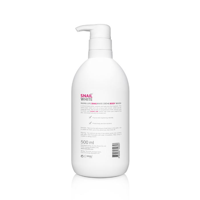NAMU LIFE SNAILWHITE CRÈME BODY WASH NATURAL WHITE ครีมอาบน้ำเนื้อโลชั่น สูตรเข้มข้น (ขนาด 500ml.)