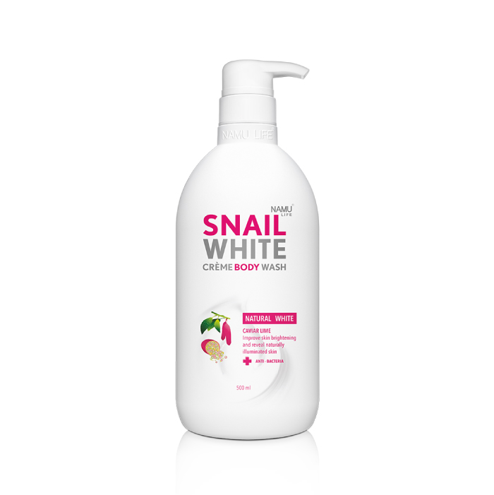 NAMU LIFE SNAILWHITE CRÈME BODY WASH NATURAL WHITE ครีมอาบน้ำเนื้อโลชั่น สูตรเข้มข้น (ขนาด 500ml.)