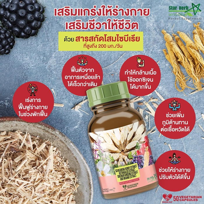 ผลิตภัณฑ์เสริมอาหาร STAR HERB Adaptogen ช่วยเสริมภูมิคุ้มกัน ชะลอวัย