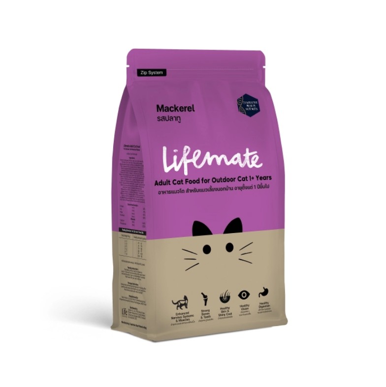 Lifemate (ไลฟ์เมต) อาหารแมว รสปลาทู อาหารแมวเลี้ยงนอกบ้าน (สำหรับแมวโต อายุ 1ปีขึ้นไป)