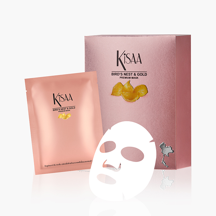 KISAA BIRD'S NEST & GOLD PREMIUM MASK มาส์กหน้า สารสกัดรังนกและทองคำ ช่วยบำรุงผิวอย่างล้ำลึก