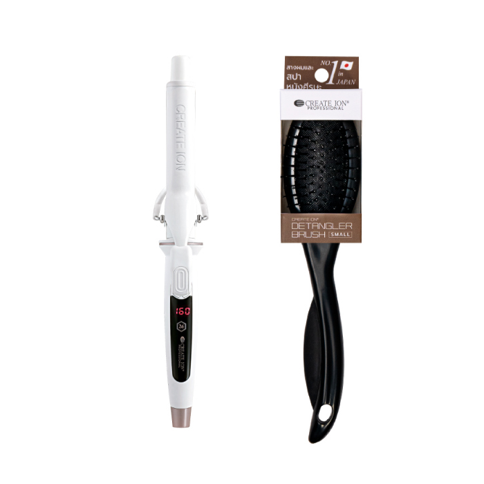 ชุดเครื่องม้วนผมแกนร้อน CREATE ION Elemea Curl 26mm. เครื่องม้วนผม ที่ม้วนผมไฟฟ้า พร้อมแปรง Detangler Brush