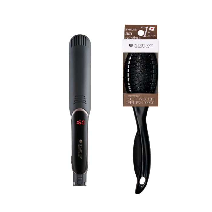 ชุดเครื่องหนีบผม CREATE ION Elemea Straight เครื่องหนีบผม ที่หนีบผมไฟฟ้า พร้อมแปรงสางผม Detangler Brush