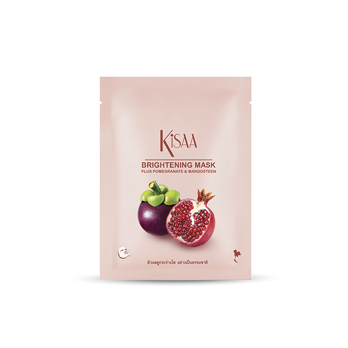 KISAA BRIGHTENING MASK แผ่นมาส์กหน้า สารสกัดทับทิม มังคุด และ กุหลาบบัลแกเรีย