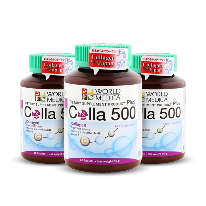 ขาวละออ COLLA 500 PLUS คอลลาเจน ผสมสารสกัดเมล็ดองุ่น วิตามินซี และ อี