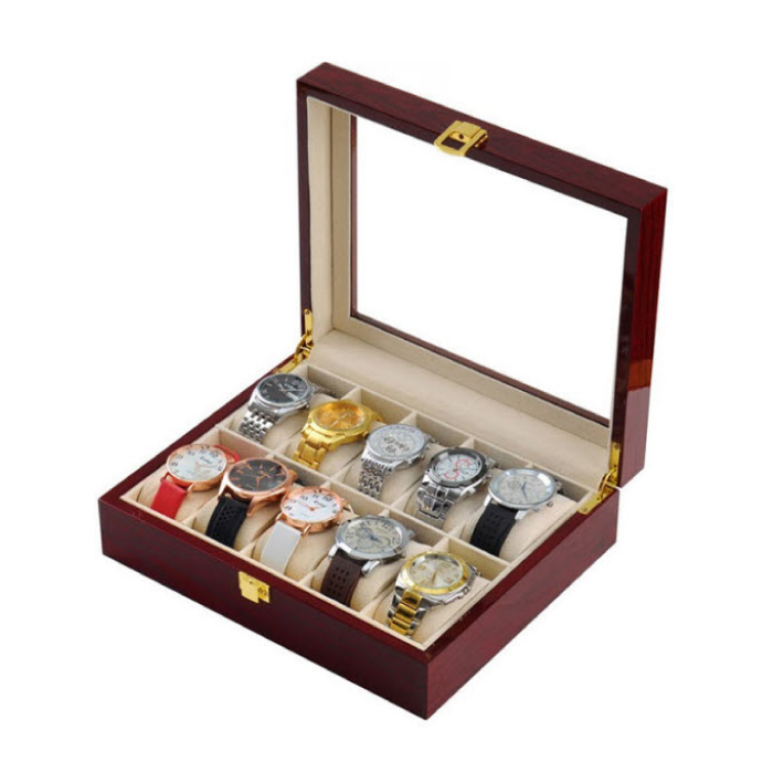 FANCYBOX กล่องนาฬิกา กล่องใส่เครื่องประดับ กล่องใส่นาฬิกา สำหรับนาฬิกา 10 เรือน รุ่น LUXURY (สีโอ๊ค)