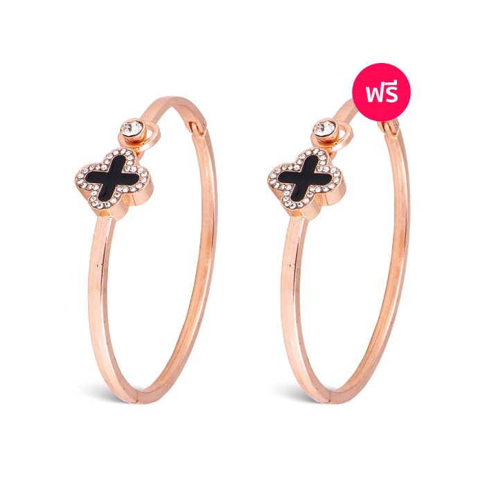 กำไลข้อมือ FANCY BOX Lucky Four Leaf Clover สี Rosegold