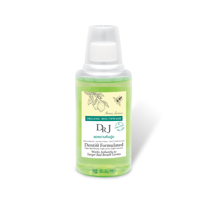 น้ำยาบ้วนปาก Dr.J (ด็อกเตอร์ เจ) น้ำยาบ้วนปาก ออแกนิค (กลิ่น Honey Lemon) ช่วยลดคราบหินปูน ใช้ง่าย ไม่แสบปาก