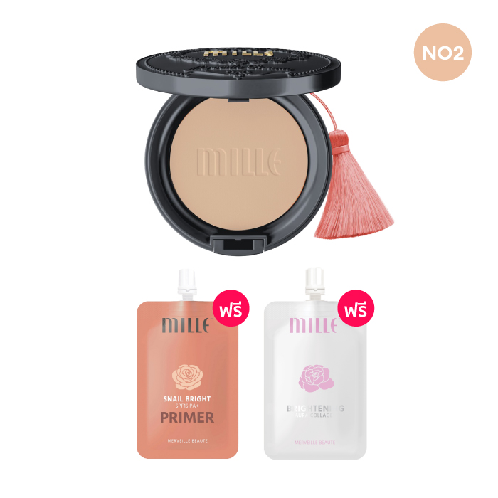 MILLE (มิลเล่) แป้งชาร์โคลผสมรองพื้น